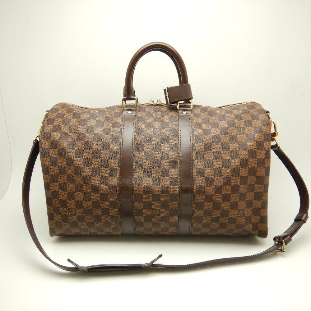 Louis Vuitton Damier Keepall Bandouliere 45 Ebene Boston Bag Brown