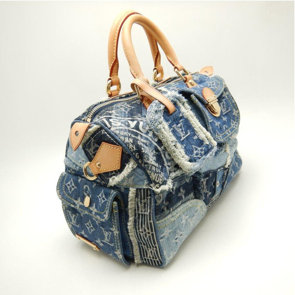 Louis Vuitton Monogram Denim Speedy 30 Blue Boston Bag