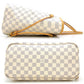 Louis Vuitton Damier Azur Neverfull MM Rose Ballerine Tote Bag