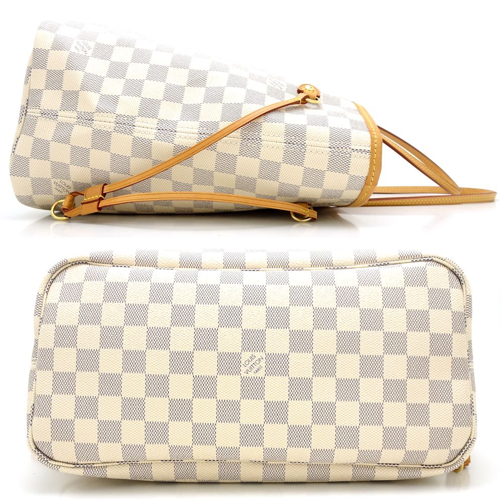 Louis Vuitton Damier Azur Neverfull MM Rose Ballerine Tote Bag