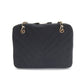 Chanel Chevron V-stitch Chain Hand Bag Jersey Black Gold Hardware
