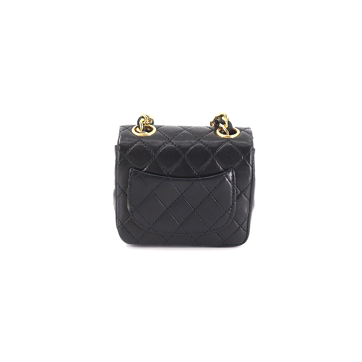 Chanel Mini Matelasse Chain Pouch Leather Black Gold Metal Fittings