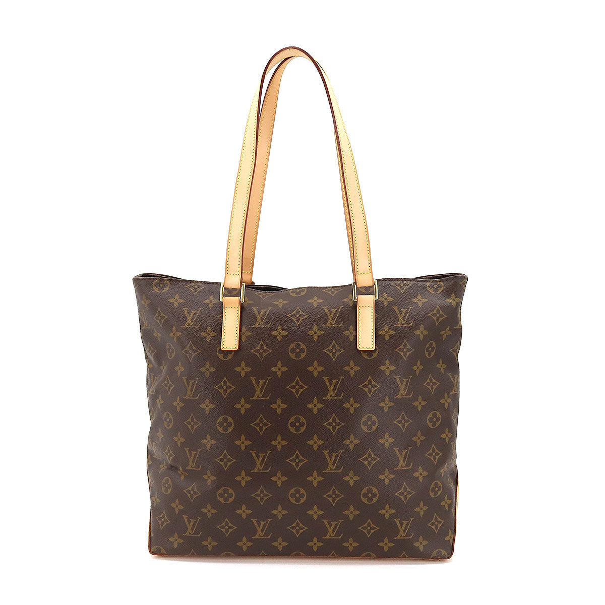 Louis Vuitton Monogram Cabas Mezzo Tote Bag Brown Gold Metal Fittings
