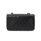 Chanel Matelasse Chain Shoulder Bag Leather Black Gold Metal Fittings