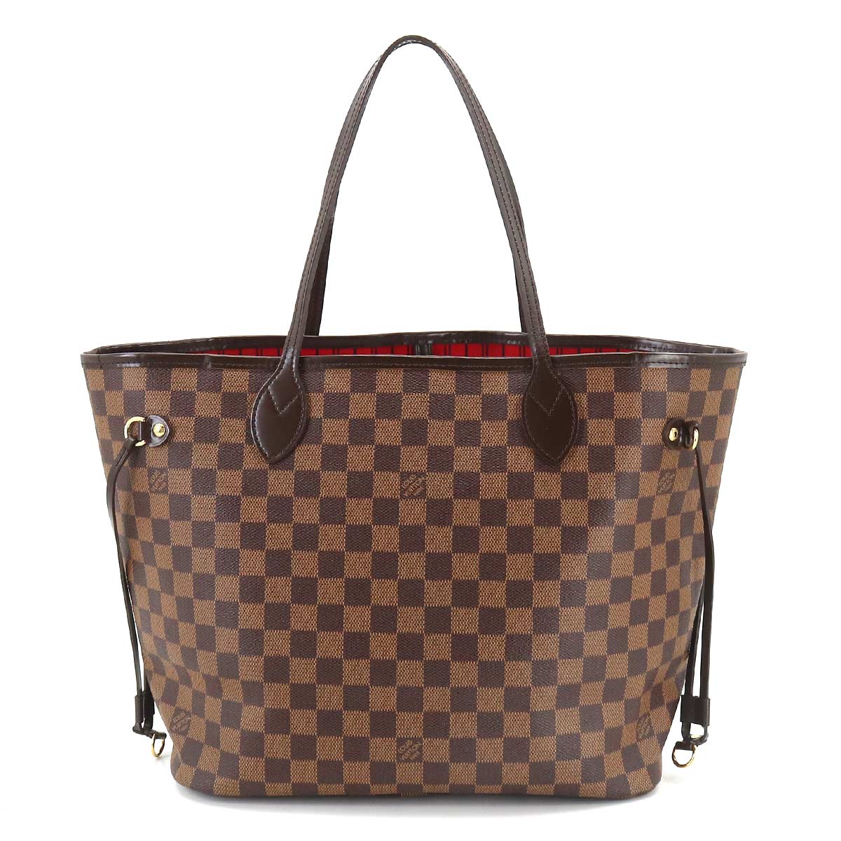 Louis Vuitton Damier Neverfull MM Tote Bag Ebene Cerise Brown Gold Hardware