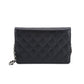 Chanel Cambon Line Chain Wallet Bifold Long Wallet Leather Enamel Black Silver Metal Fittings