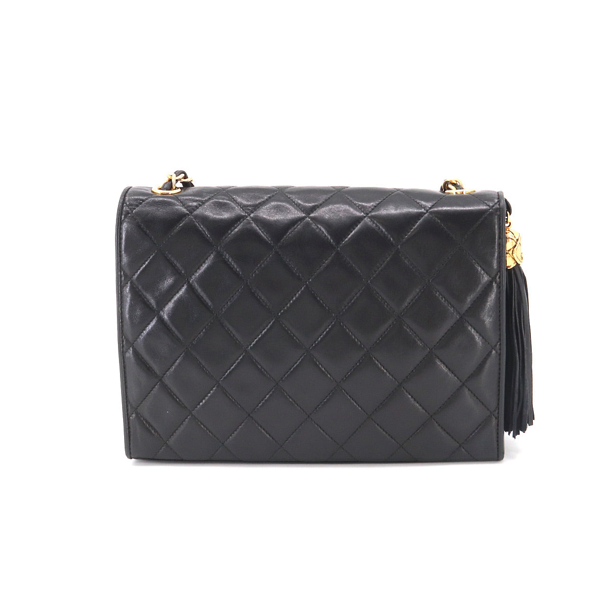 Chanel Matelasse Chain Shoulder Bag Leather Black Gold Metal Fittings
