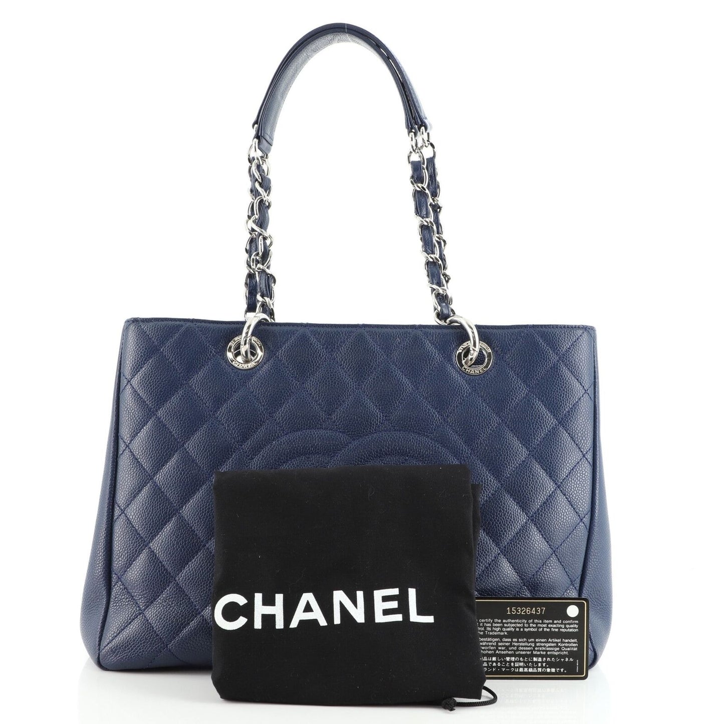 Chanel Grand Shopping Tote Quilted Caviar Blue