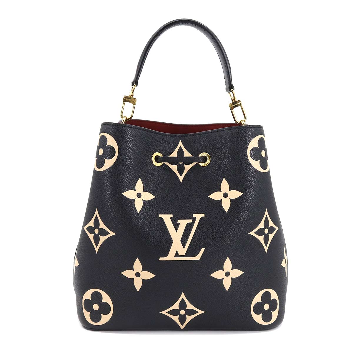 Louis Vuitton Bicolor Monogram Emplant NeoNoe MM Shoulder Bag Leather Black Beige