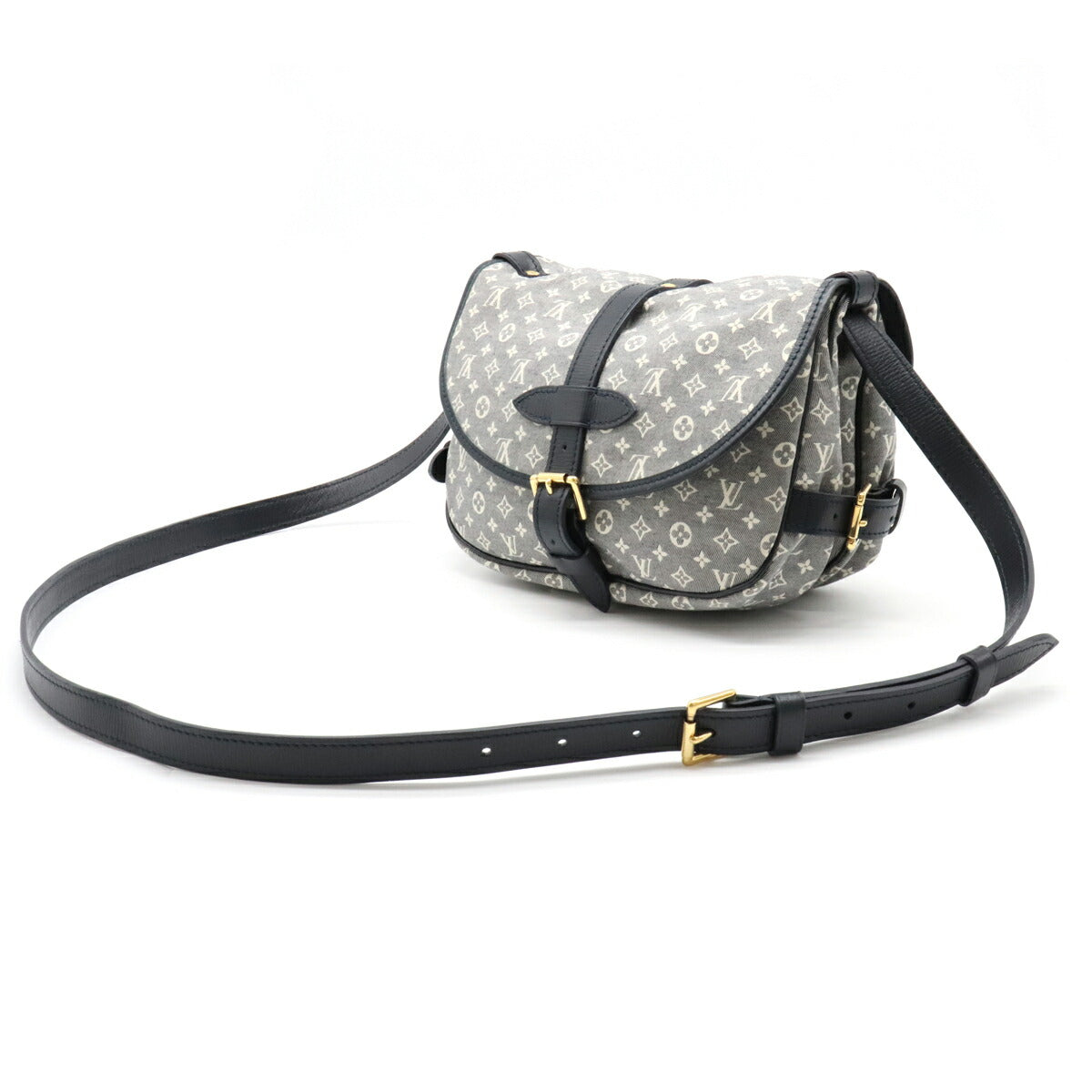 Louis Vuitton Monogram Idile Saumur PM Shoulder Bag Canvas Leather Ankle Blue