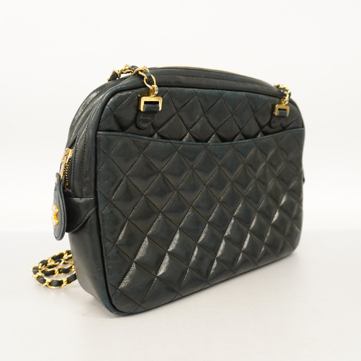 Chanel Shoulder Bag Matelasse Chain Lambskin Black