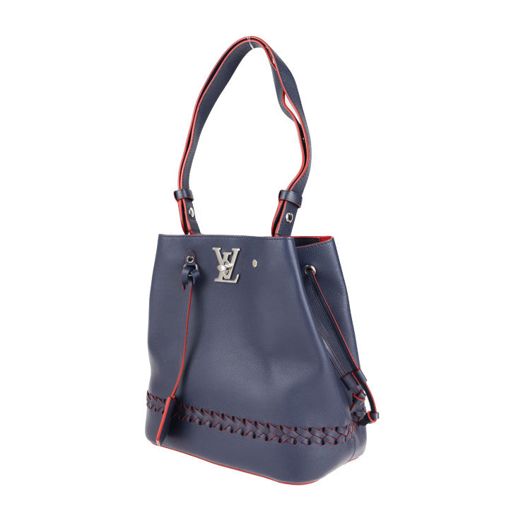 Louis Vuitton Lock Me Bucket Shoulder Bag Leather Marine Rouge