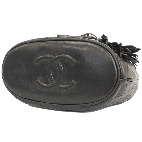 Chanel Chain Shoulder Bag Tassel Matelasse Lambskin Black