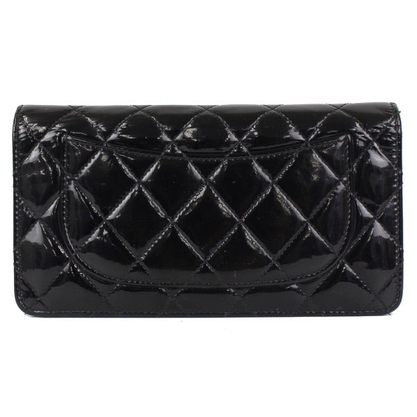 Chanel Matelasse Long Wallet Black Enamel Patent