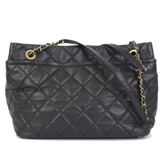 Chanel Chain Tote Bag Matelasse Caviar Skin Black
