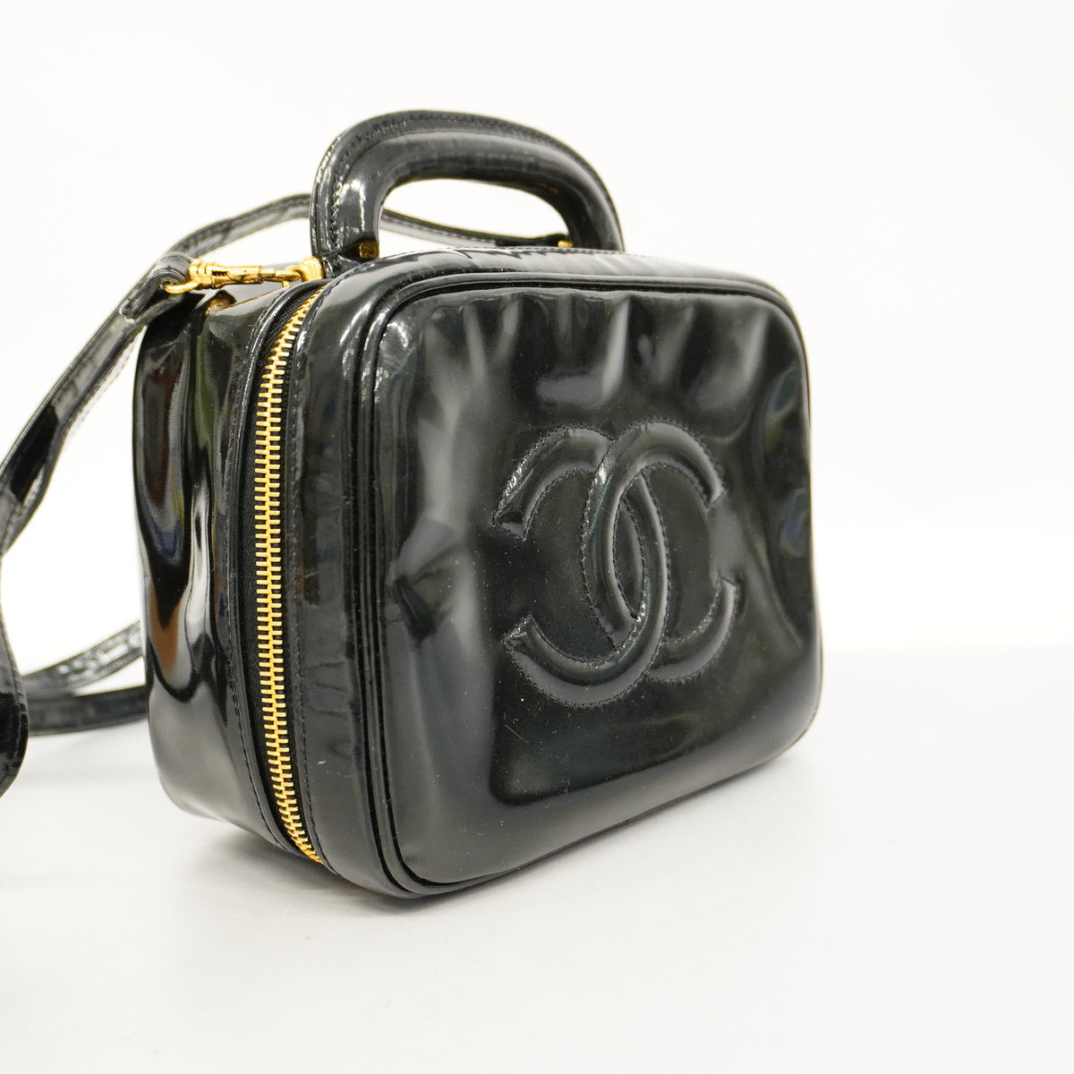 Chanel Vanity Bag Patent Leather Black