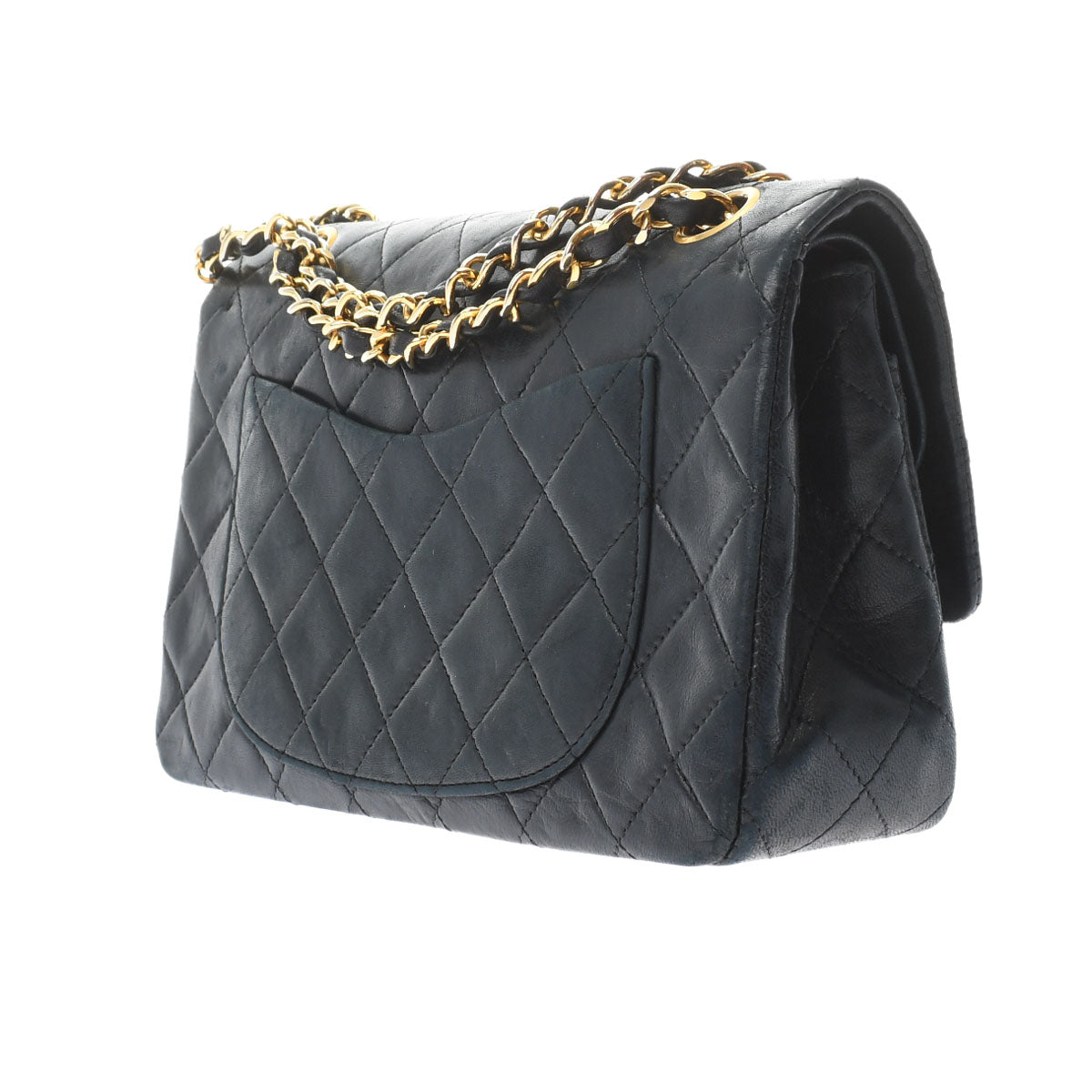 Chanel Matelasse W Flap W Chain Black/Gold Hardware Lambskin Women's Shoulder Bag