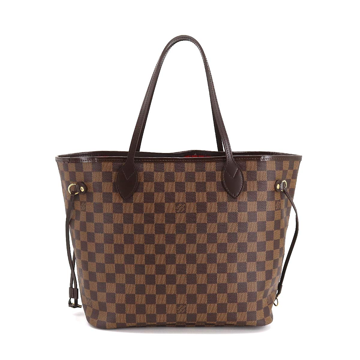 Louis Vuitton Damier Neverfull MM Tote Bag Ebene Cerise Brown Gold Hardware