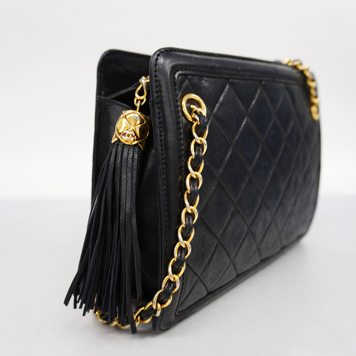 Chanel Shoulder Bag Matelasse Chain Lambskin Black