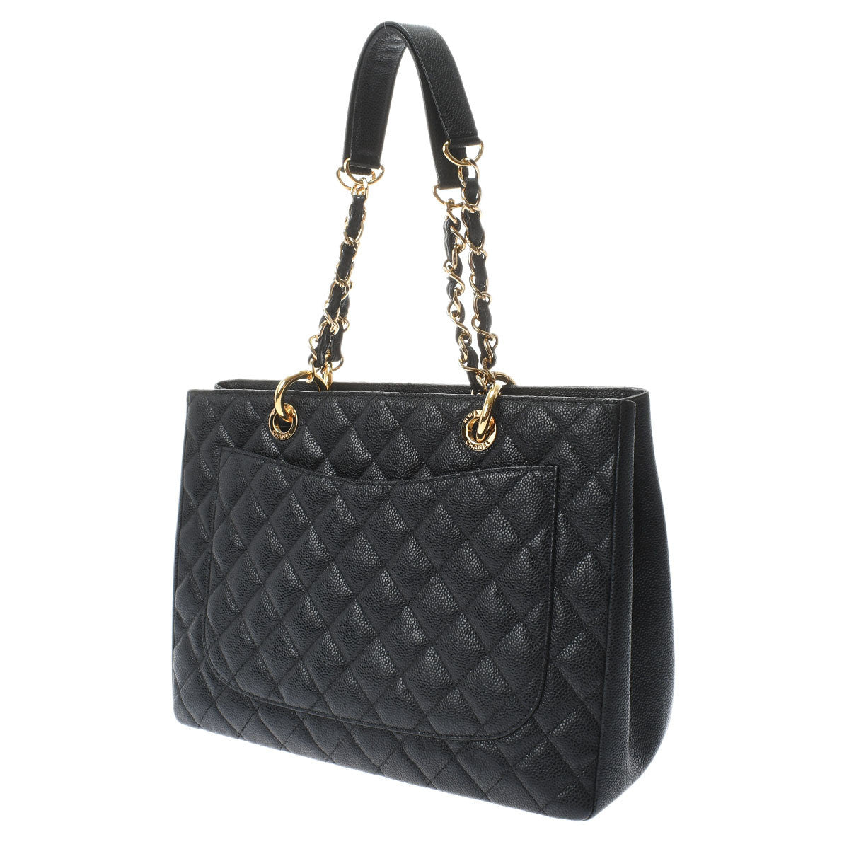 Chanel Matelasse GST Black/gold Hardware Caviar Skin Tote Bag