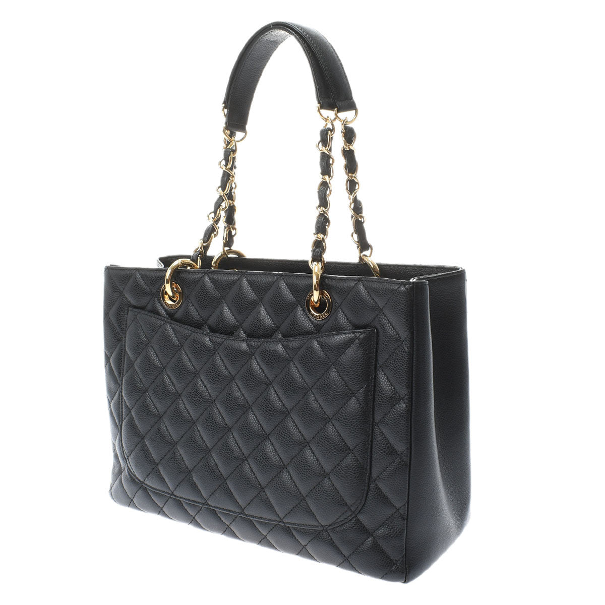 Chanel Matelasse GST Black/gold Hardware Caviar Skin Tote Bag