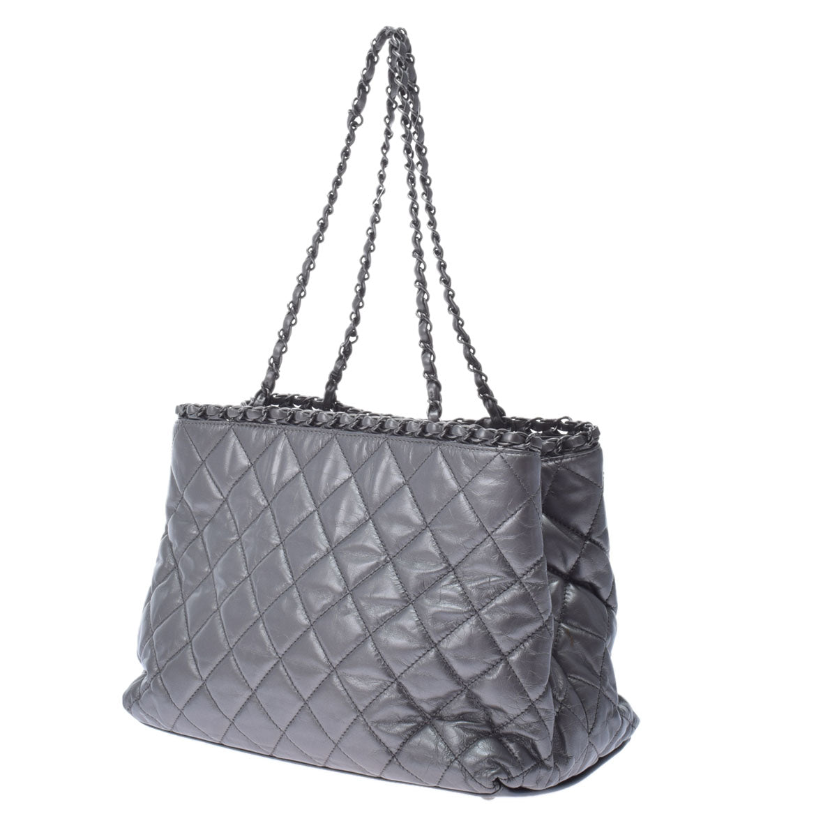 Chanel Chain Me Gray/  Silver Hardware Aged Calfskin Tote Bag