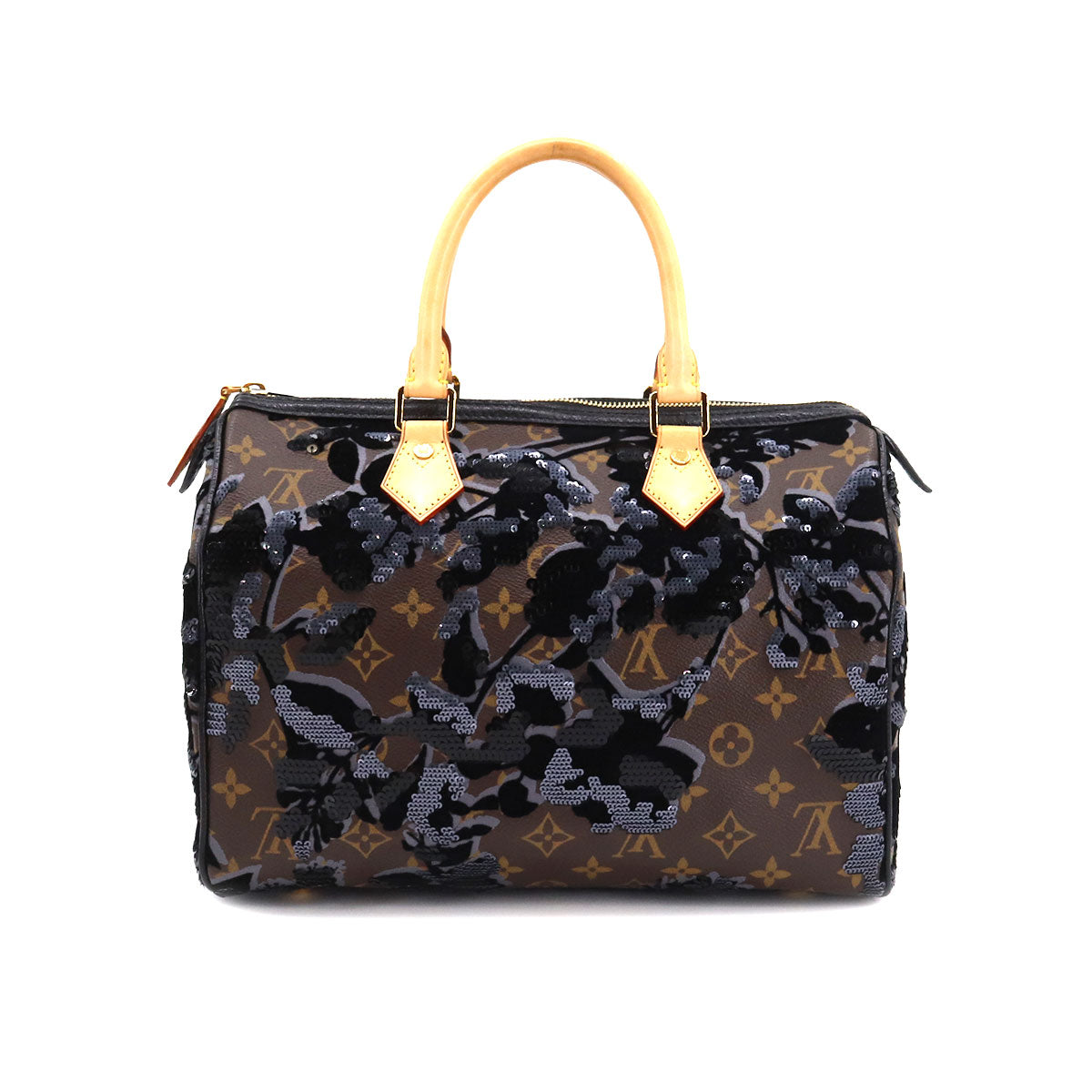 Louis Vuitton Monogram Fleur De Gees Speedy 30 Hand Bag Sequin Brown