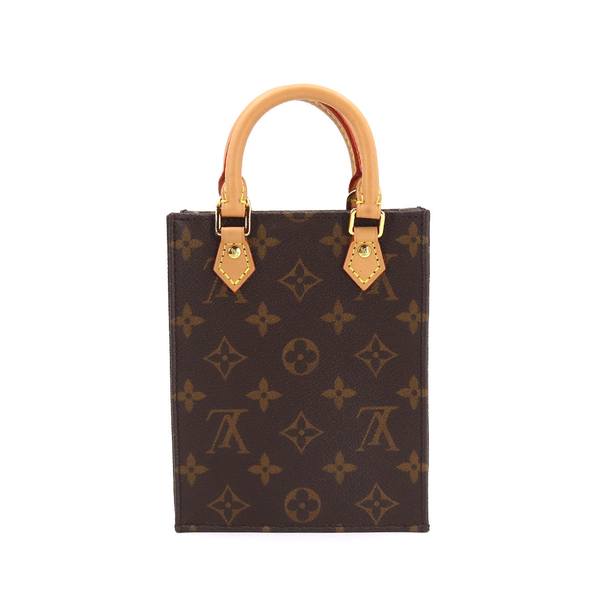 Louis Vuitton Monogram Petit Sac Plat 2way Hand Shoulder Bag Brown