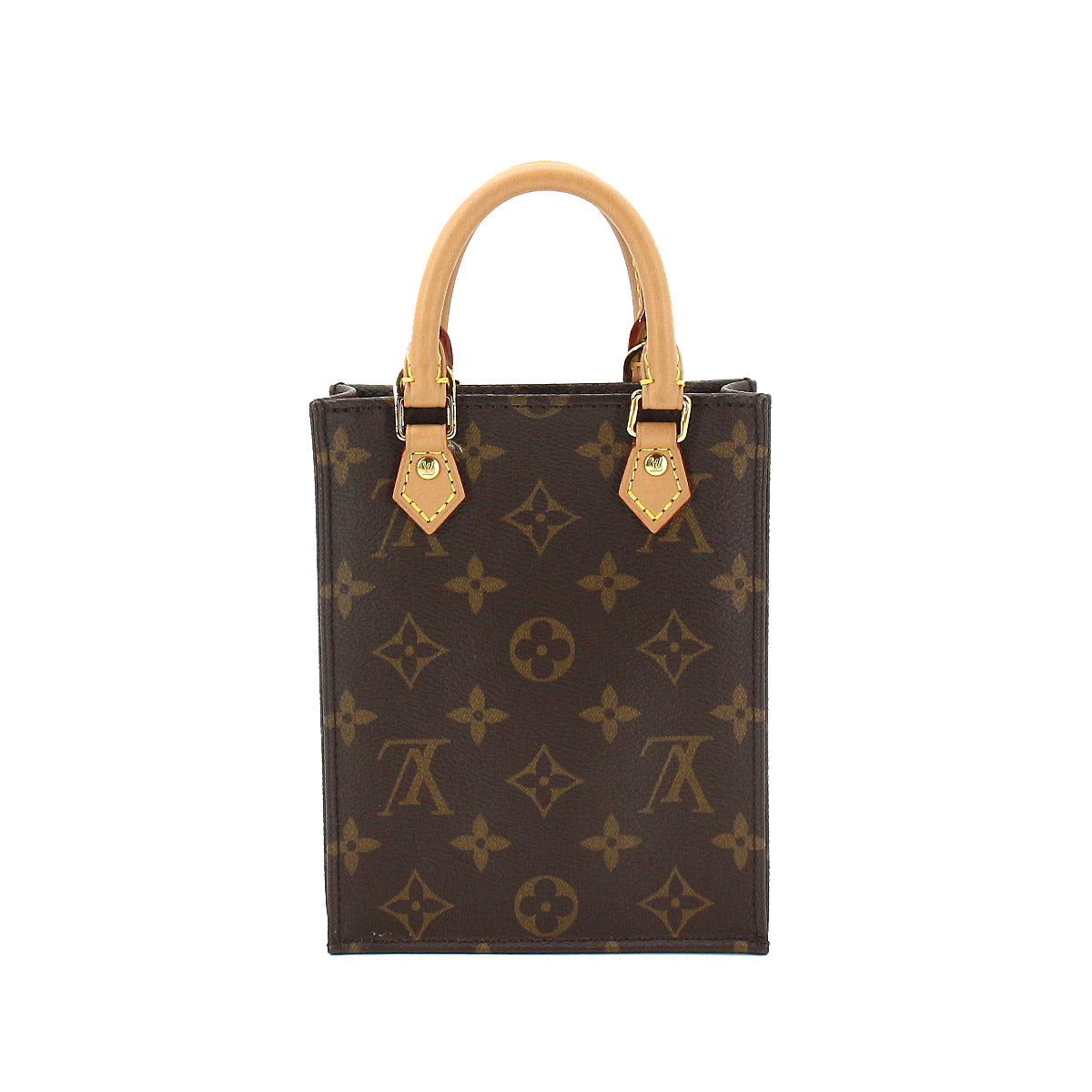 Louis Vuitton Monogram Petit Sac Plat 2 Way Hand Shoulder Bag Brown