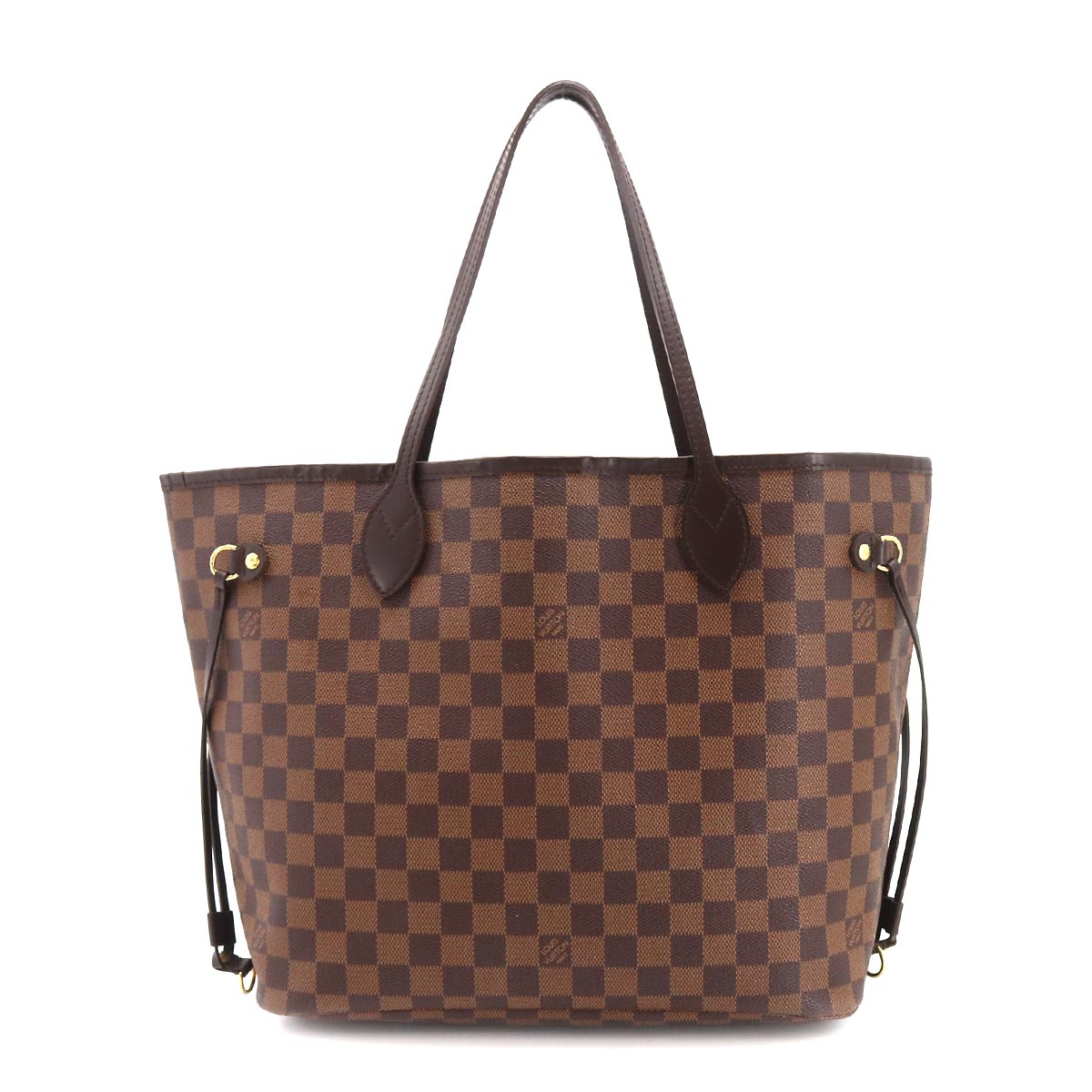 Louis Vuitton Damier Neverfull MM Tote Bag Ebene Cerise Brown Gold Hardware