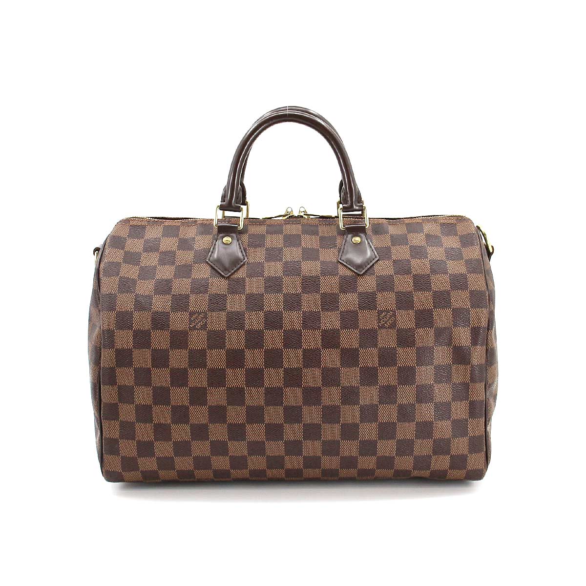 Louis Vuitton Damier Speedy 35 Hand Bag Ebene Brown Gold Hardware