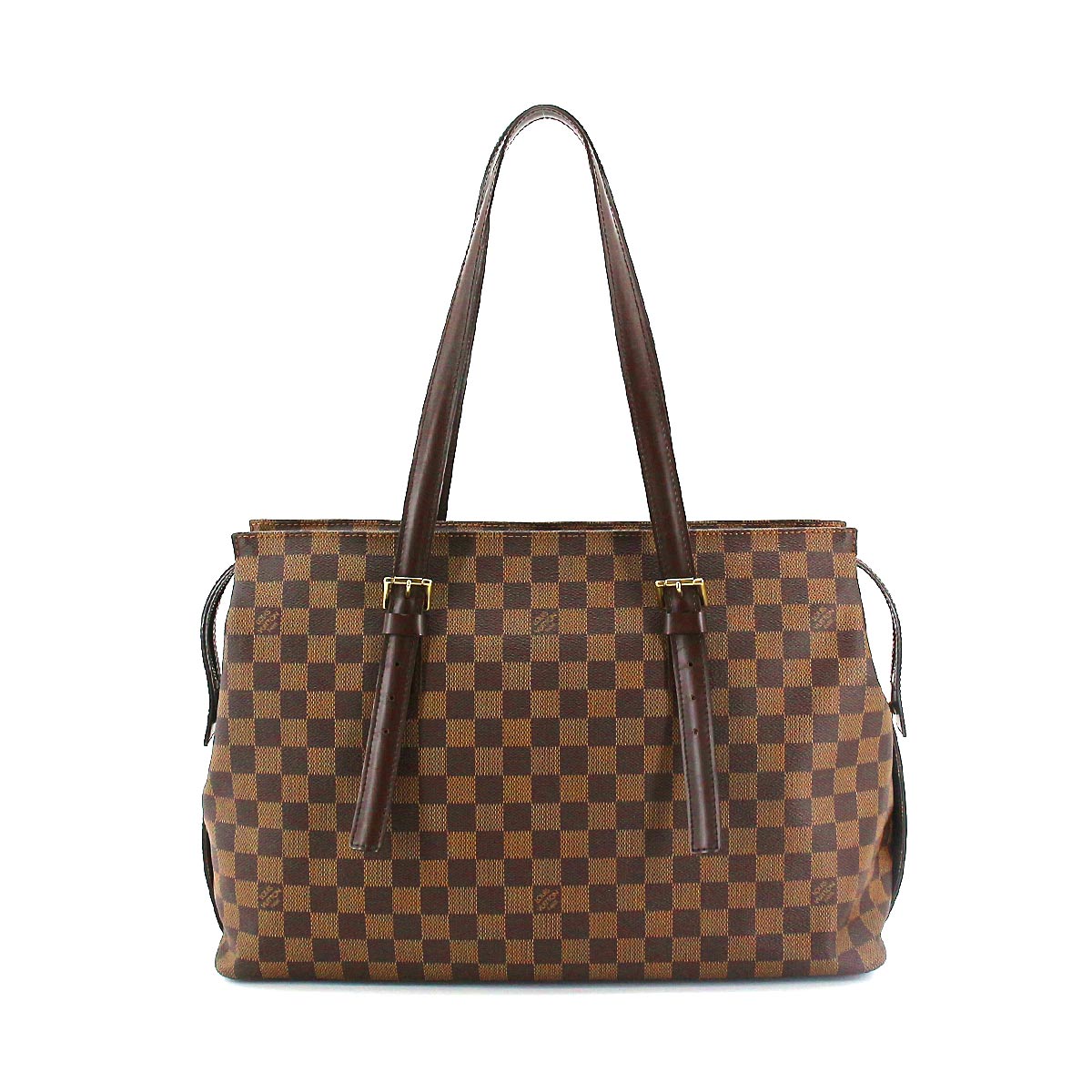 Louis Vuitton Damier Chelsea Tote Bag Ebene Brown Gold Hardware