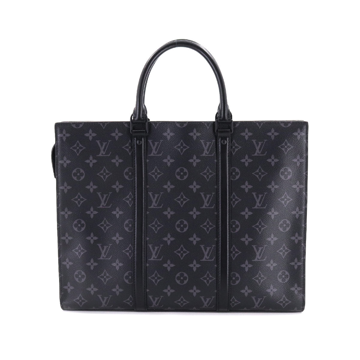Louis Vuitton Monogram Eclipse Sac Pla Horizontal Zip Business Bag Black