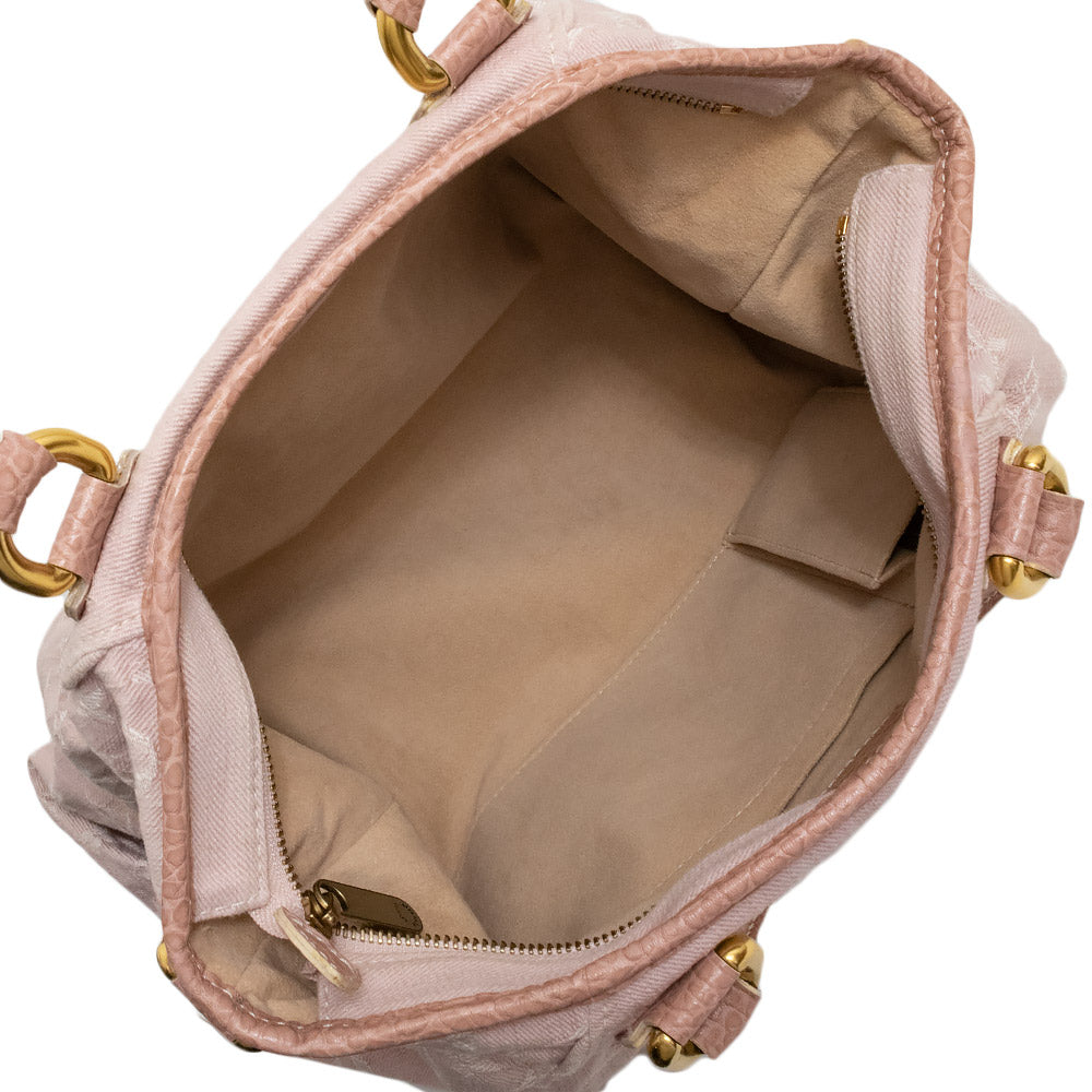 Louis Vuitton Neo Cabby MM Shoulder Bag Monogram Denim Leather Rose Pink