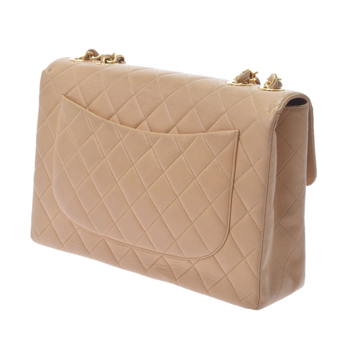 Chanel Matelasse Big Matelasse W Chain Beige/Gold Hardware Lambskin Shoulder Bag