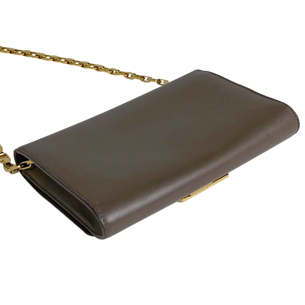 Louis Vuitton Pochette Chain Shoulder Bag Leather Brown