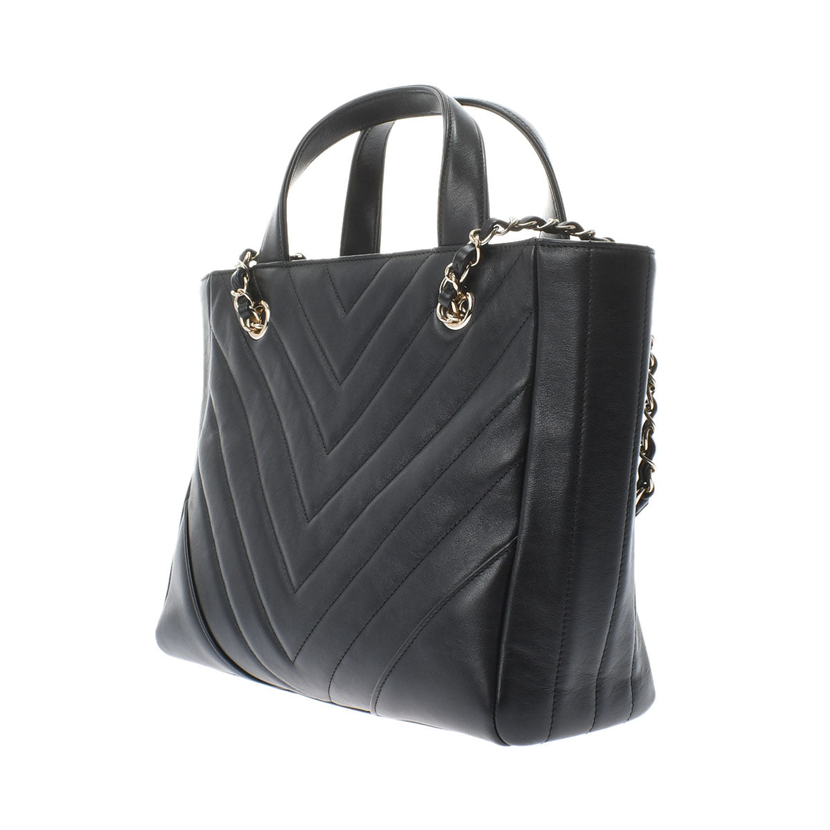 Chanel Stitch Small Shopping Bag Black/gold Hardware Calfskin Handbag