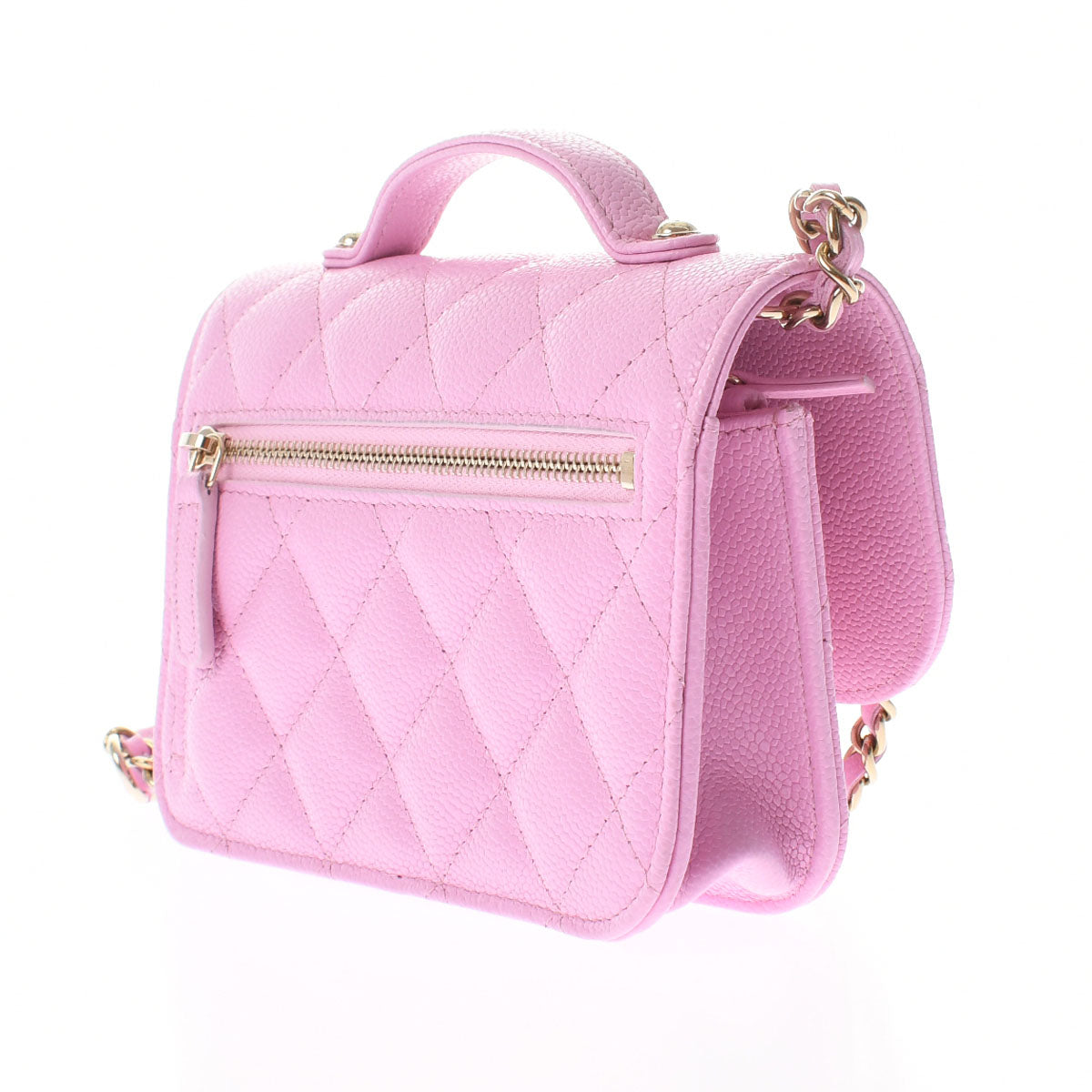 Chanel Matelasse Infinity Mini Pink Gold hardware Grained Calfskin Chain Wallet
