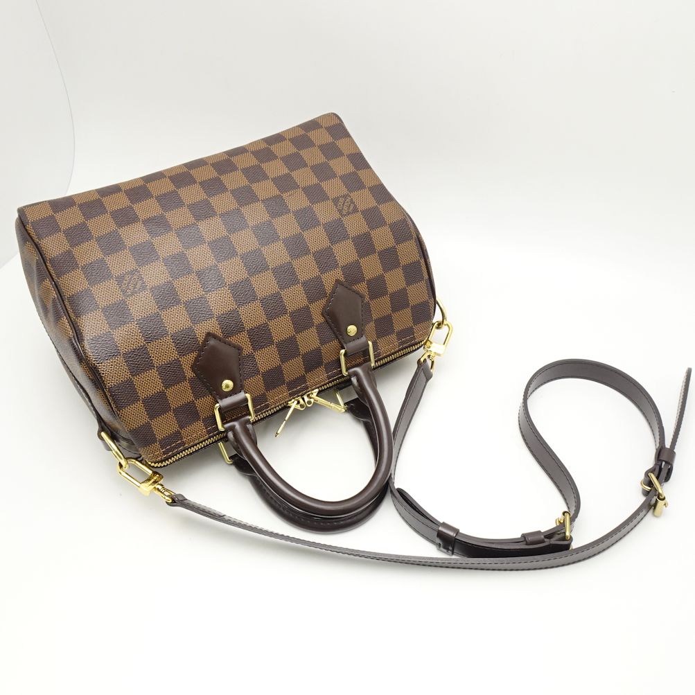 Louis Vuitton Damier Speedy Bandouliere 25 Ebene Boston Bag Brown