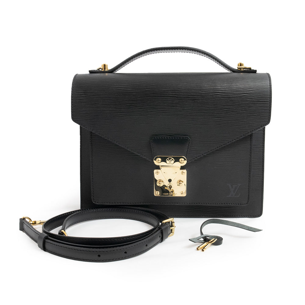 Louis Vuitton Monceau Shoulder Bag Epi Leather Black