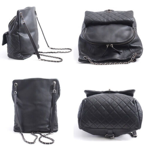 Chanel Bag Matelasse Chain Lambskin Backpack Black