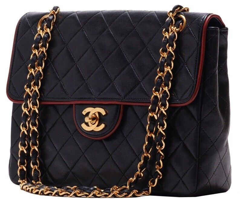 Chanel Matelasse Turn Lock Bicolor Single Flap Chain Shoulder Lambskin