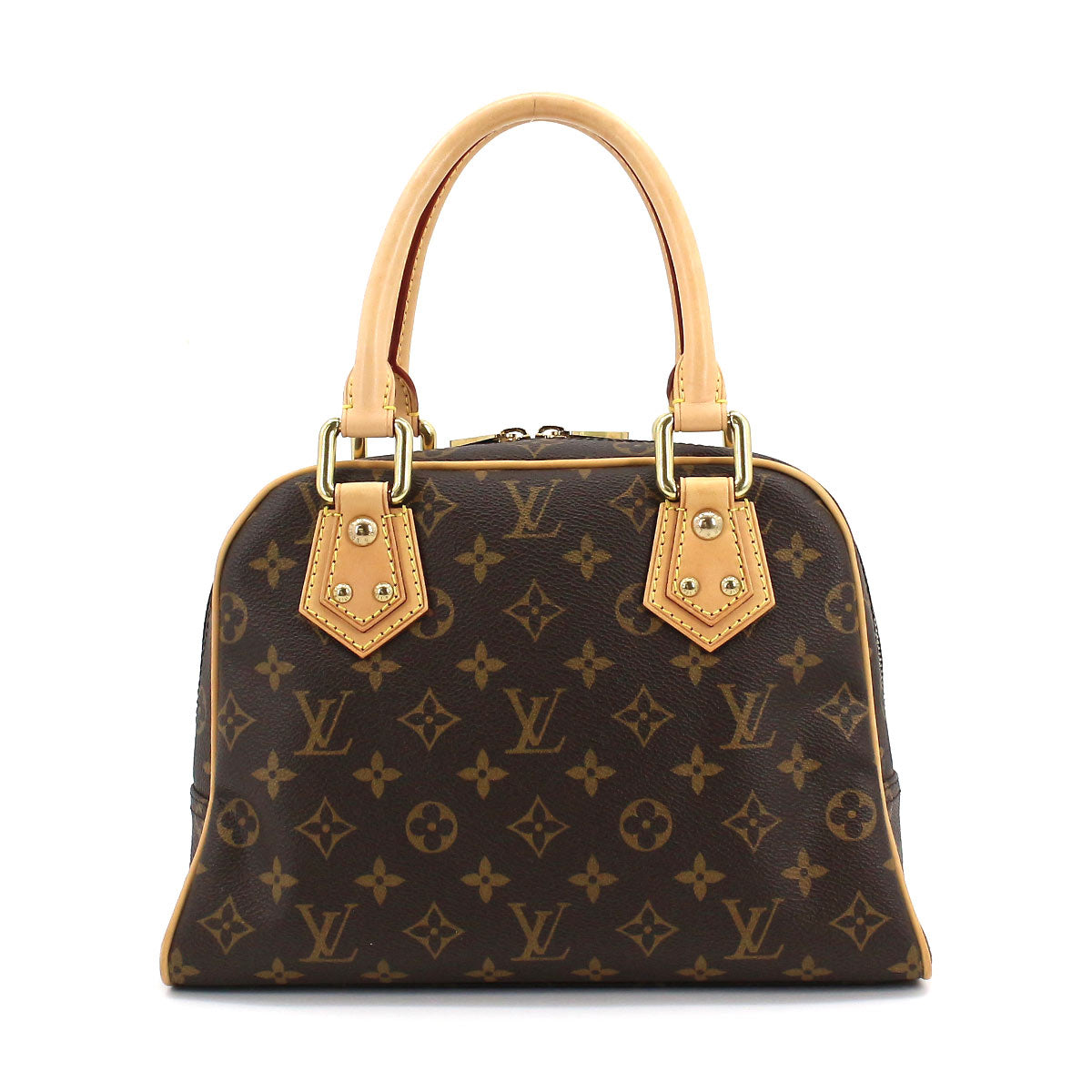 Louis Vuitton Monogram Manhattan PM Handbag Brown Gold Hardware