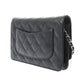 Chanel Matelasse Chain Wallet Black Silver Hardware Grained Calfskin Shoulder Bag