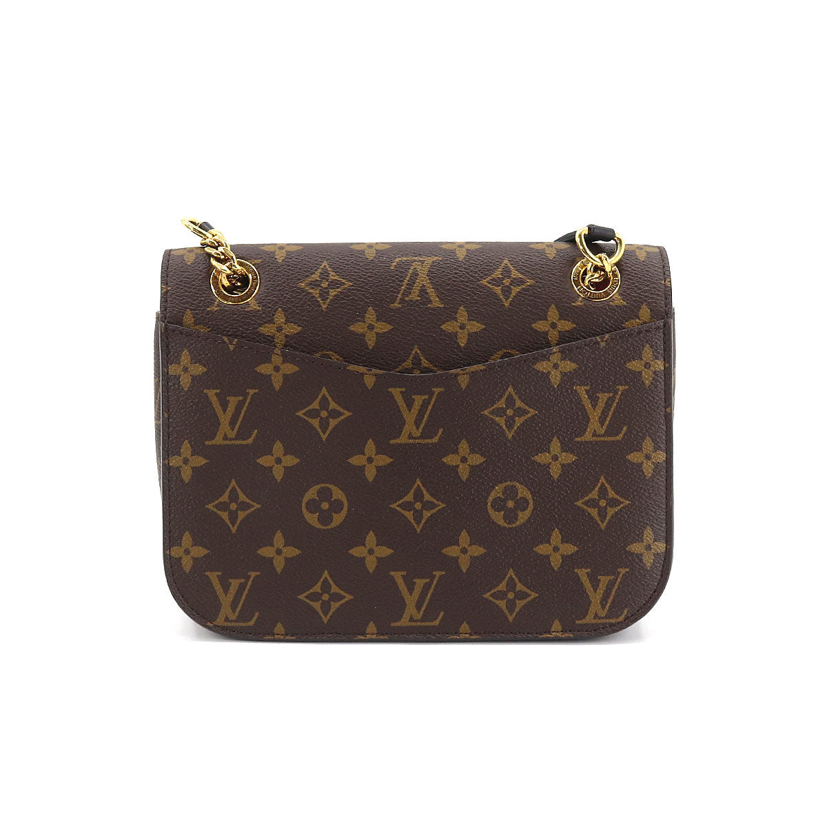 Louis Vuitton Monogram Passy Chain Shoulder Bag Brown Black