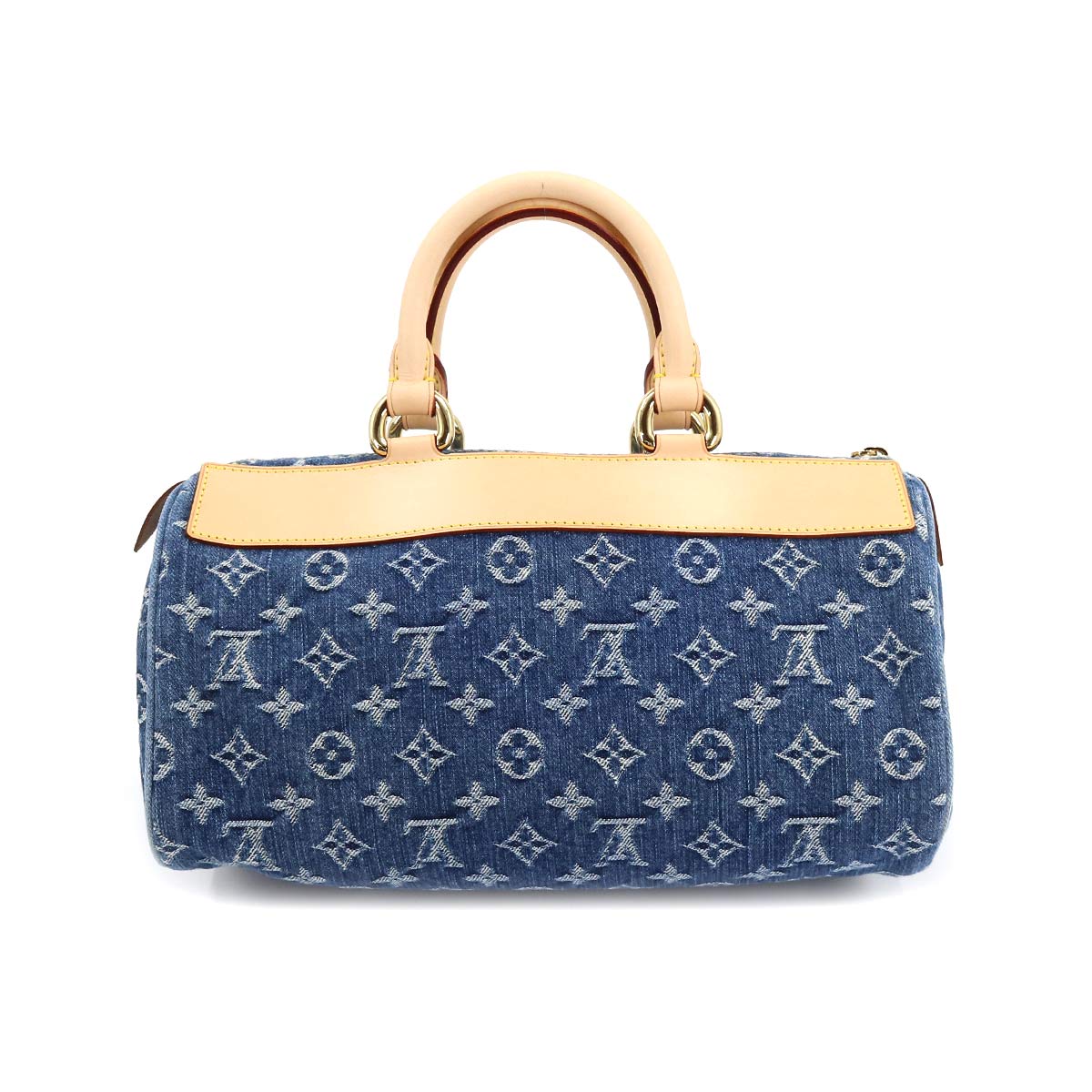 Louis Vuitton Monogram Denim Neo Speedy Hand Bag Canvas Leather Blue