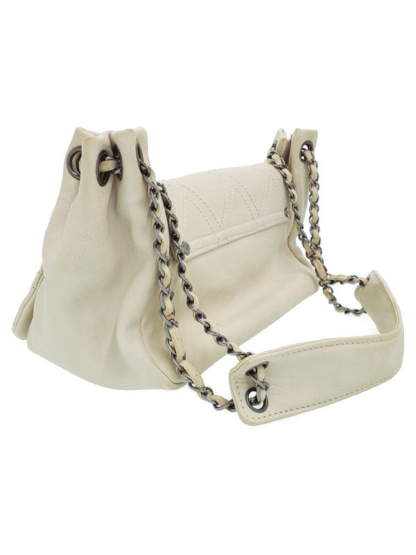 Chanel Diamond Stitch Chain Shoulder Bag Ivory Beige