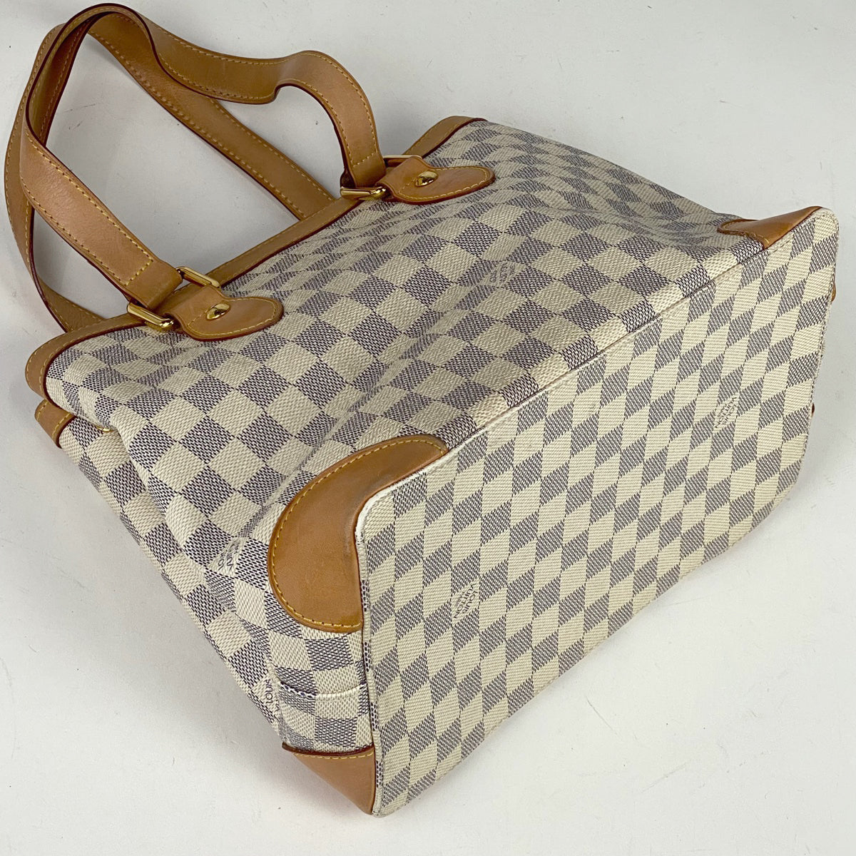 Louis Vuitton Hampstead PM Handbag Tote Bag Damier Azur White