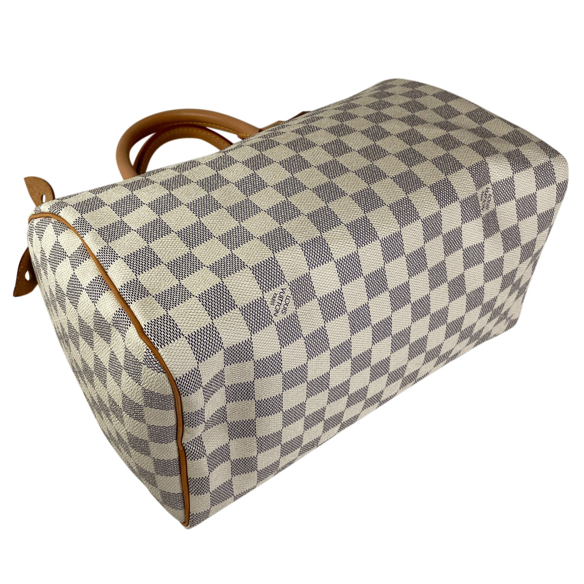 Louis Vuitton Speedy 30 Boston Bag Handbag Damier Azur White