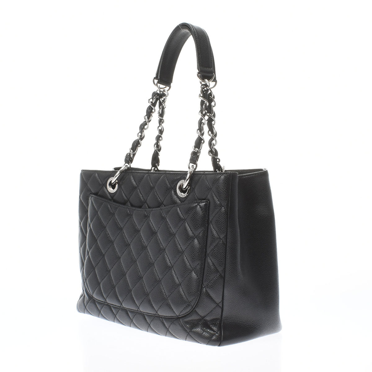 Chanel Matelasse Gst Black Silver Hardware Caviar Skin Tote Bag
